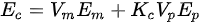 {\displaystyle E_{c}=V_{m}E_{m}+K_{c}V_{p}E_{p}}