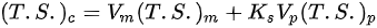 {\displaystyle (T.S.)_{c}=V_{m}(T.S.)_{m}+K_{s}V_{p}(T.S.)_{p}}