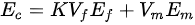 {\displaystyle E_{c}=KV_{f}E_{f}+V_{m}E_{m}}