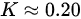{\displaystyle K\approx 0.20}
